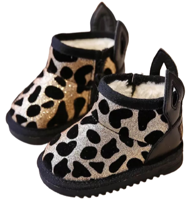 Kid's-Metallic-Leopard-Cosy-Boots