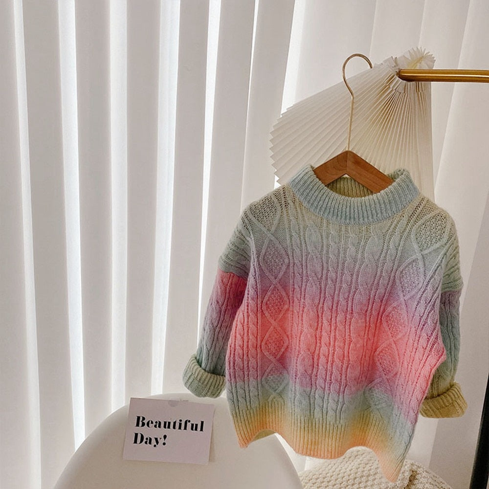 Rainbow Knit Sweater or Cardigan
