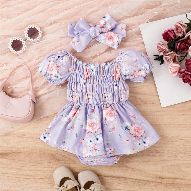 Floral Baby Girls Sweet Romper Dress