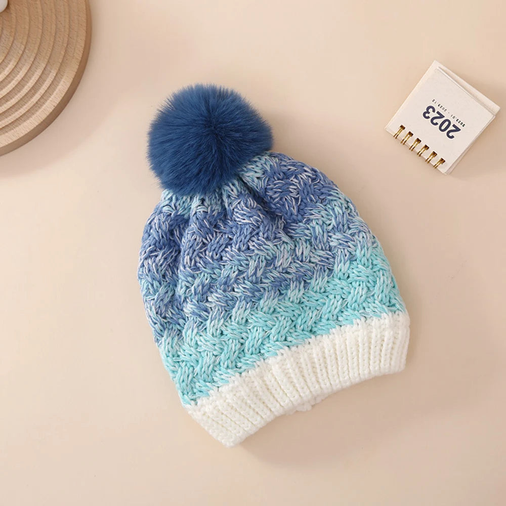 Rainbow Pom Pom Beanie