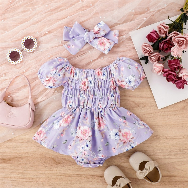 Floral Baby Girls Sweet Romper Dress - Winter Rosie Boutique