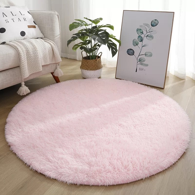 Fluffy Round Mat-Baby Pink - Winter Rosie Boutique