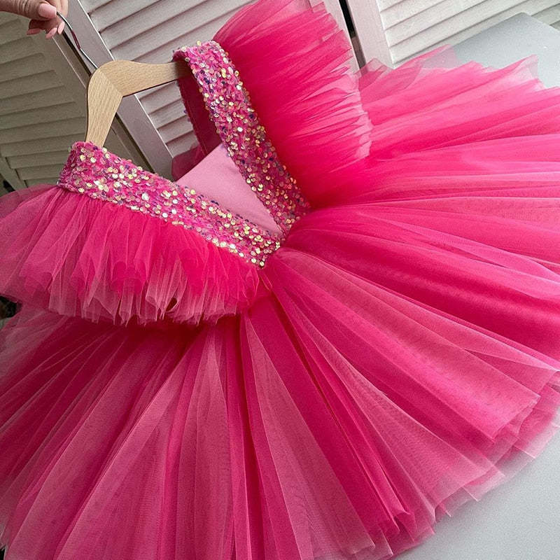 Hot Pink Sparkle Tulle Dress
