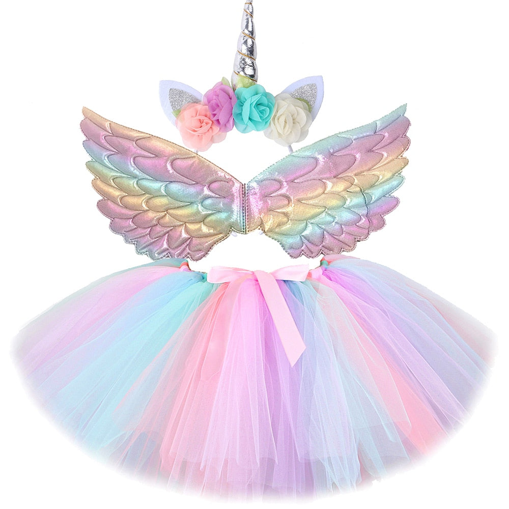 Rainbow Unicorn Tutu and Wings Set