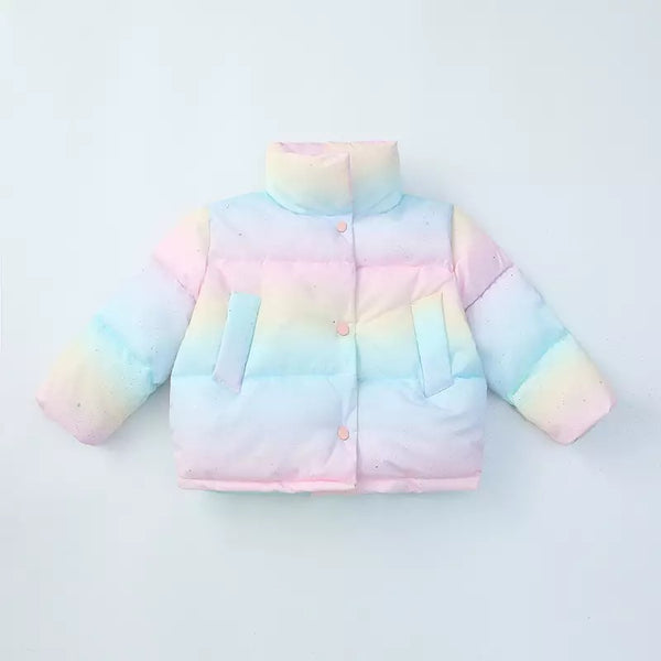 Girl s Rainbow Puffer Jacket Winter Rosie Boutique