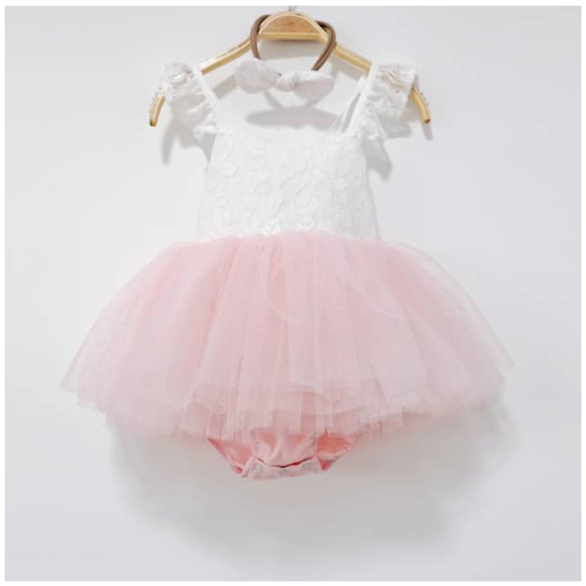 Girl's Pink Lace Tutu Romper