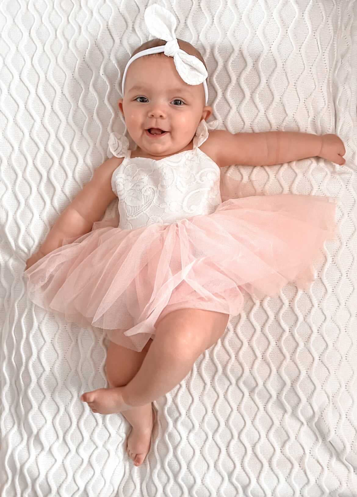 Girl's Pink Lace Tutu Romper