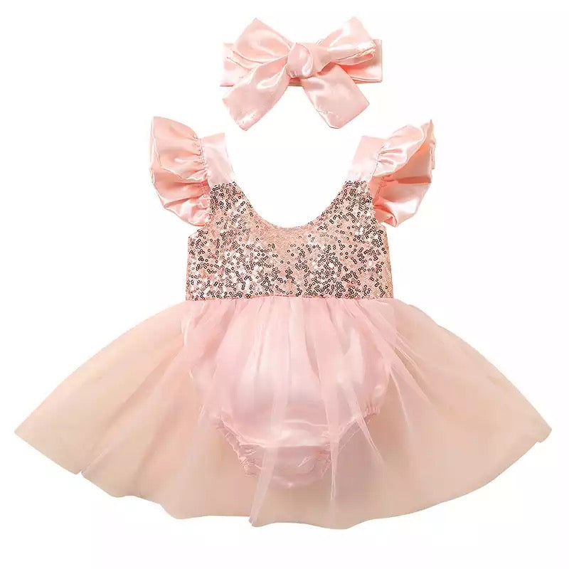 Peach Sparkle Tutu Romper