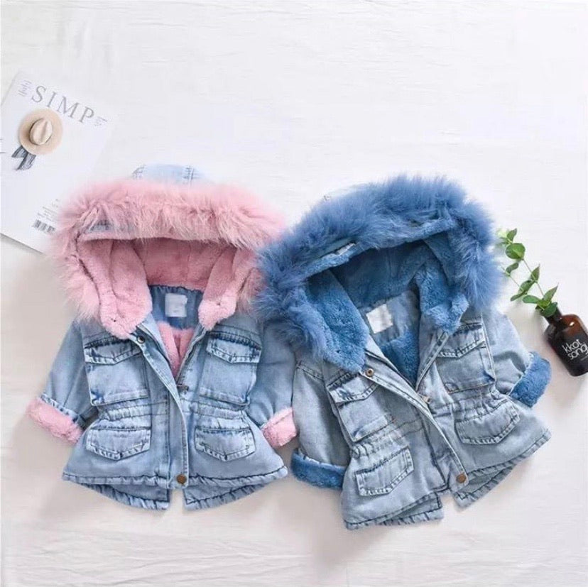 Denim fluffy jacket