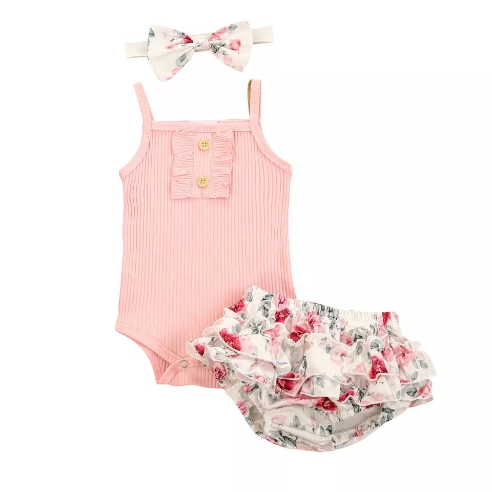 Pink Singlet Ruffle Bum Set