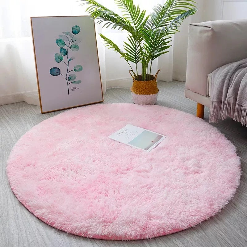 Fluffy Round Mat-Pink Haze