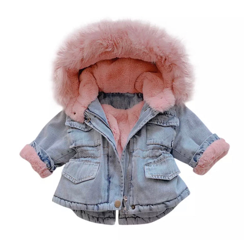 Denim fluffy jacket